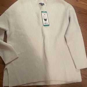 Hilary Radley Cream V-Neck Sweater